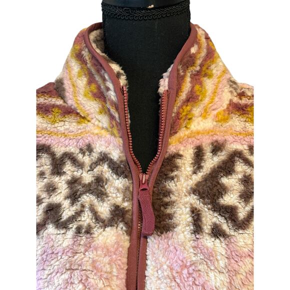 Sundance Fleece Pullover Jacket Half Zip Sherpa Snowflake Pattern Cozy Winter - Picture 3 of 6